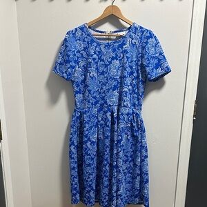 LuLaRoe Blue and White Floral Mini Dress